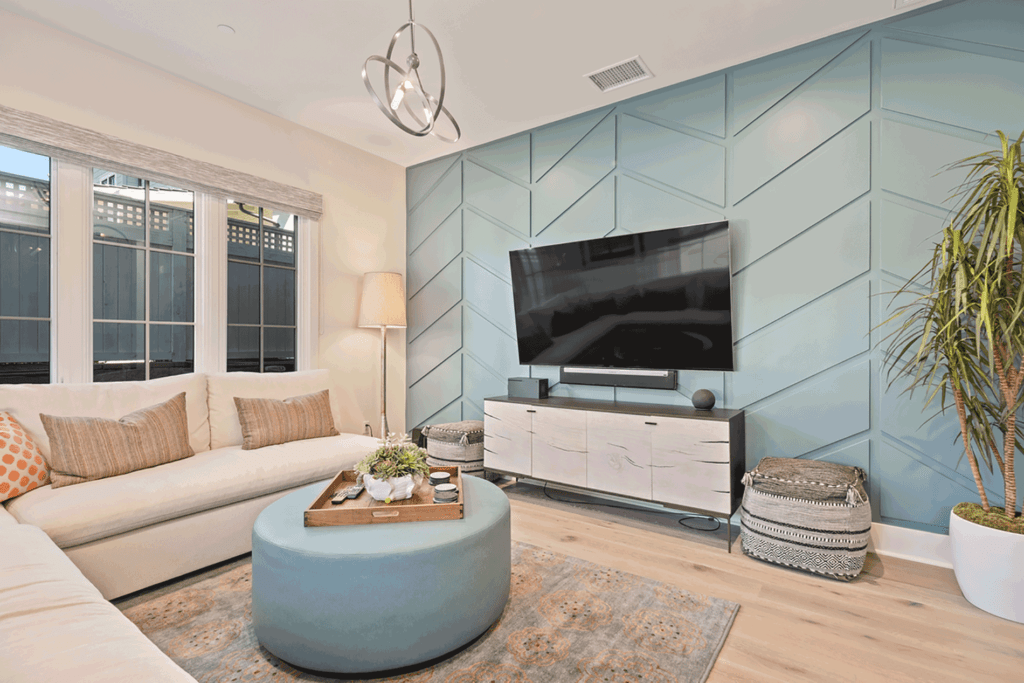 family room in Rolling Hills custom home