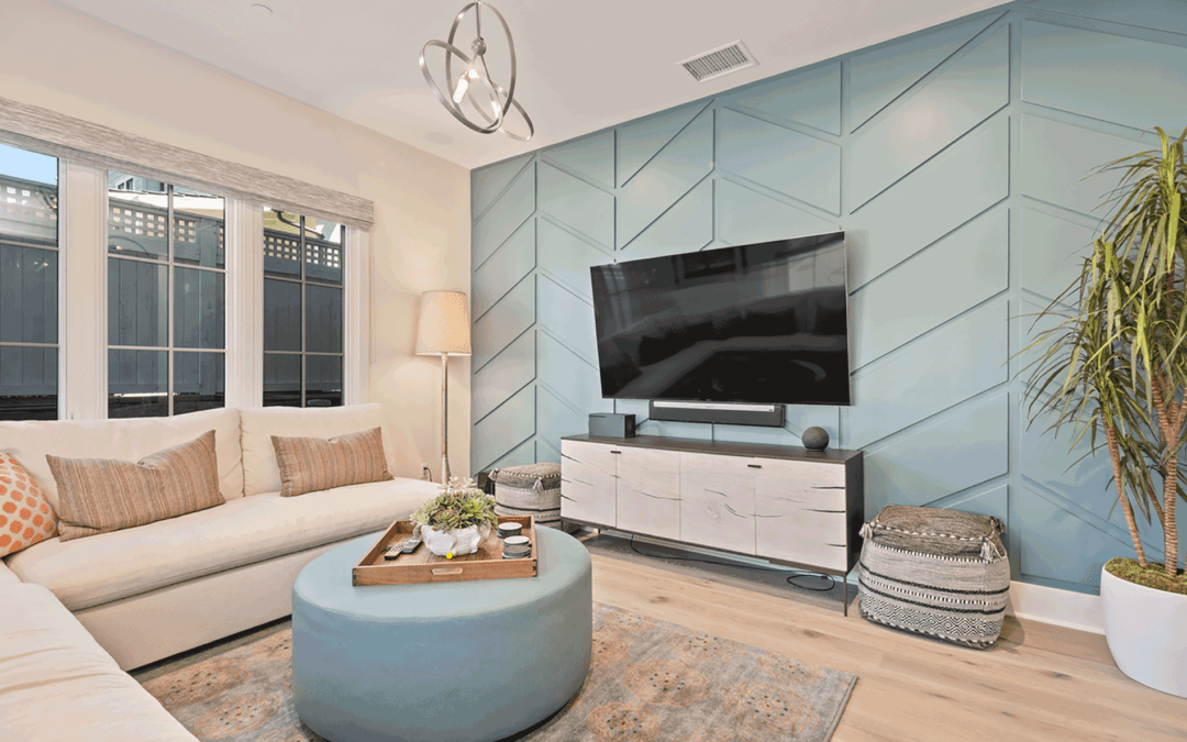 family room in Rolling Hills custom home