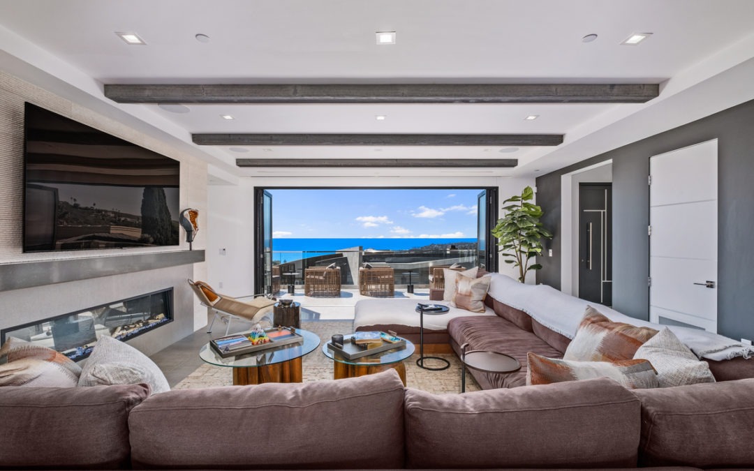 living room in laguna beach custom home