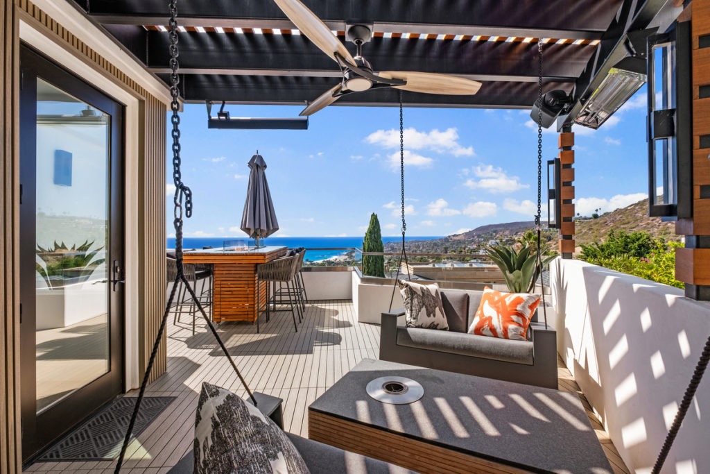 outdoor living area in laguna beach custom home